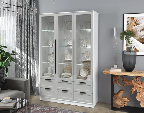 Шкаф с витриной Интерлиния Концепт Тренд КТ-ШВ3 с подсветкой