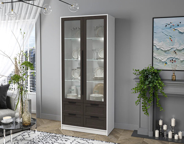 Шкаф с витриной Интерлиния Концепт Тренд КТ-ШВ2 с подсветкой