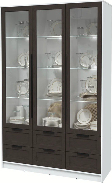 Шкаф с витриной Интерлиния Концепт Тренд КТ-ШВ3 с подсветкой
