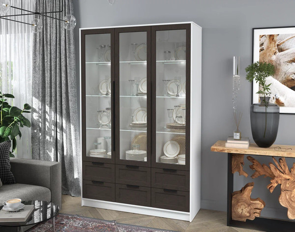 Шкаф с витриной Интерлиния Концепт Тренд КТ-ШВ3 с подсветкой