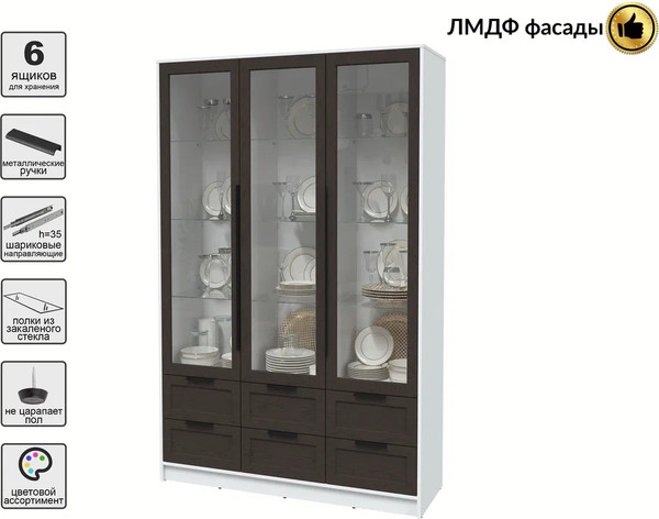 Шкаф с витриной Интерлиния Концепт Тренд КТ-ШВ3