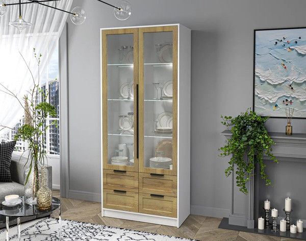 Шкаф с витриной Интерлиния Концепт Тренд КТ-ШВ2 с подсветкой