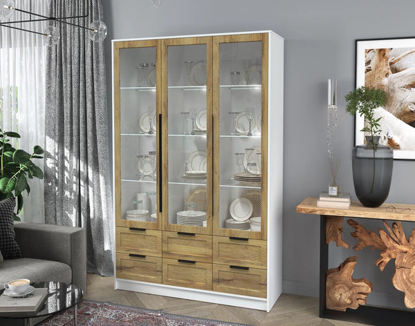 Шкаф с витриной Интерлиния Концепт Тренд КТ-ШВ3 с подсветкой