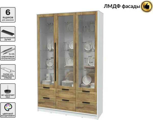 Шкаф с витриной Интерлиния Концепт Тренд КТ-ШВ3