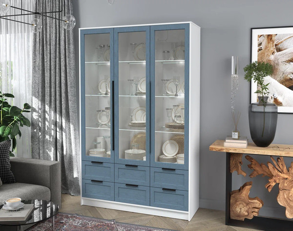 Шкаф с витриной Интерлиния Концепт Тренд КТ-ШВ3 с подсветкой