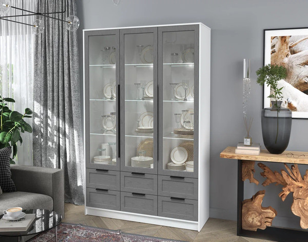 Шкаф с витриной Интерлиния Концепт Тренд КТ-ШВ3 с подсветкой