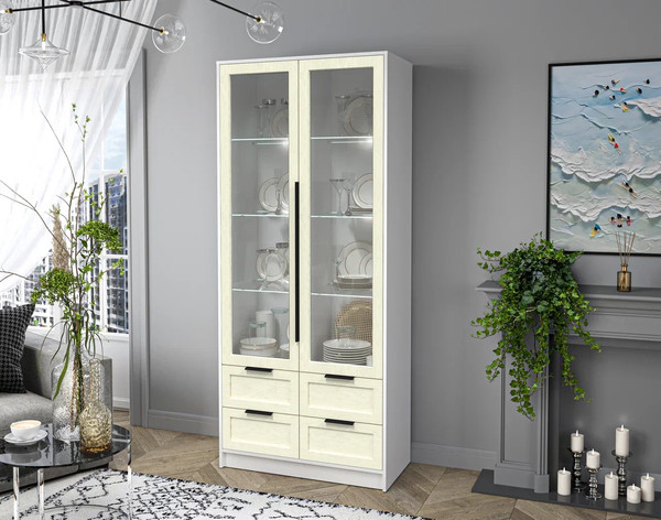 Шкаф с витриной Интерлиния Концепт Тренд КТ-ШВ2 с подсветкой