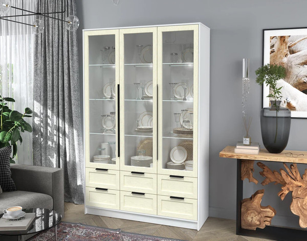 Шкаф с витриной Интерлиния Концепт Тренд КТ-ШВ3 с подсветкой