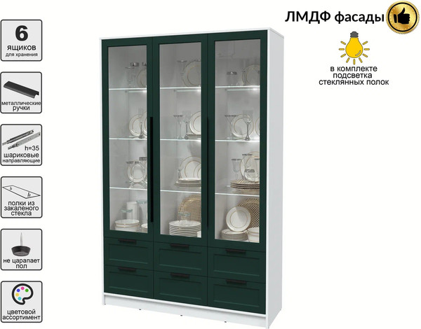 Шкаф с витриной Интерлиния Концепт Тренд КТ-ШВ3 с подсветкой