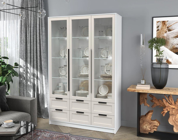 Шкаф с витриной Интерлиния Концепт Тренд КТ-ШВ3 с подсветкой