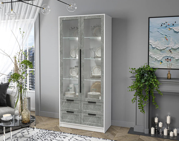 Шкаф с витриной Интерлиния Концепт Тренд КТ-ШВ2 с подсветкой