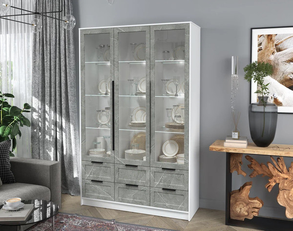 Шкаф с витриной Интерлиния Концепт Тренд КТ-ШВ3 с подсветкой