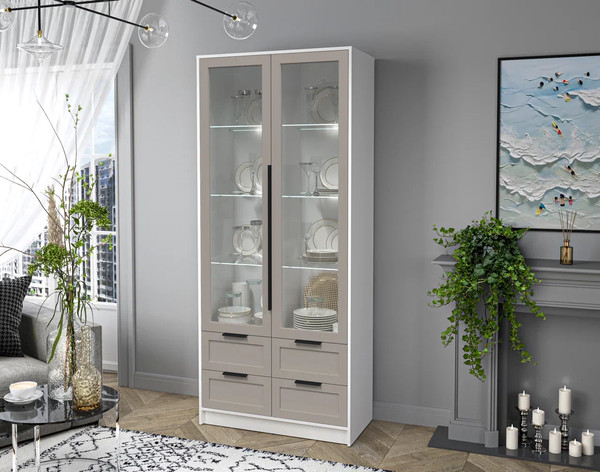 Шкаф с витриной Интерлиния Концепт Тренд КТ-ШВ2 с подсветкой