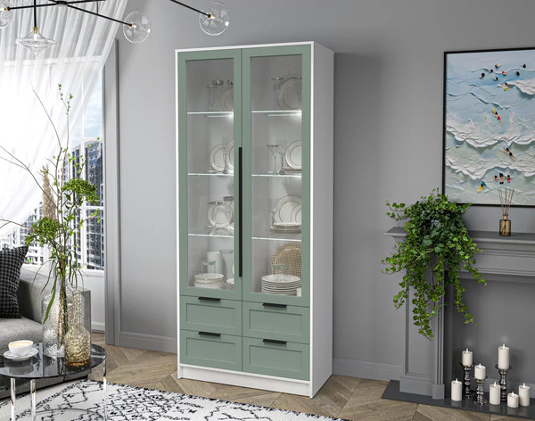 Шкаф с витриной Интерлиния Концепт Тренд КТ-ШВ2 с подсветкой