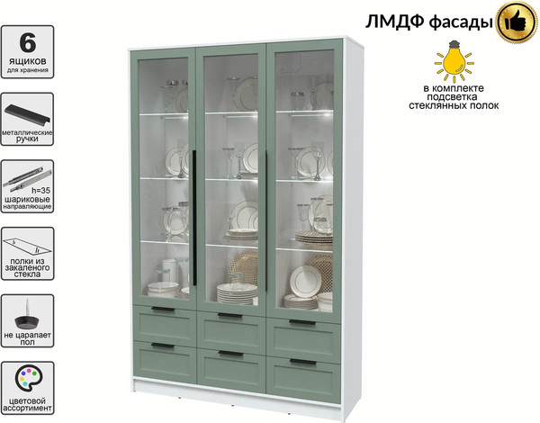 Шкаф с витриной Интерлиния Концепт Тренд КТ-ШВ3 с подсветкой