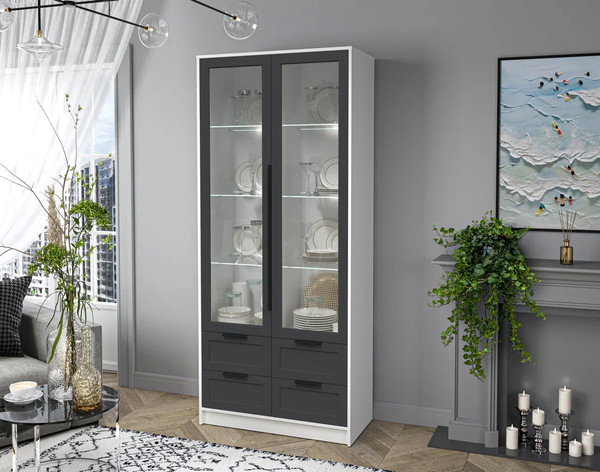 Шкаф с витриной Интерлиния Концепт Тренд КТ-ШВ2 с подсветкой