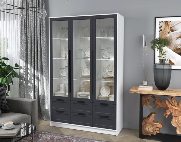 Шкаф с витриной Интерлиния Концепт Тренд КТ-ШВ3 с подсветкой