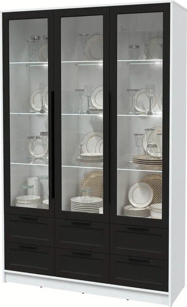 Шкаф с витриной Интерлиния Концепт Тренд КТ-ШВ3 с подсветкой