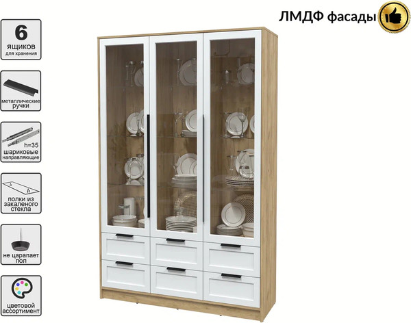 Шкаф с витриной Интерлиния Концепт Тренд КТ-ШВ3