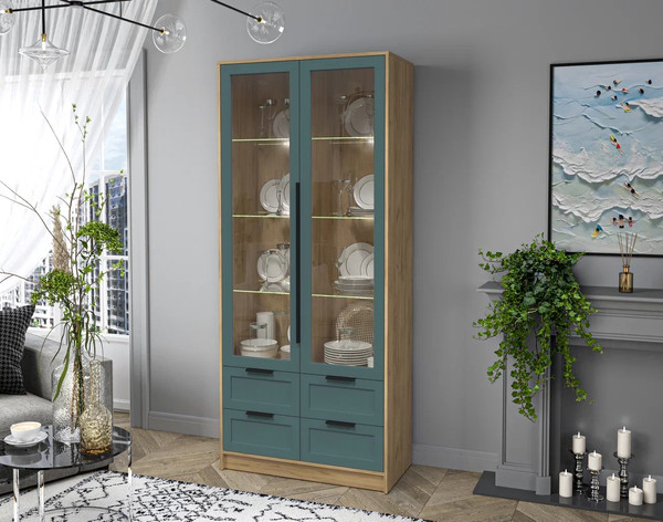 Шкаф с витриной Интерлиния Концепт Тренд КТ-ШВ2 с подсветкой