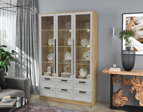 Шкаф с витриной Интерлиния Концепт Тренд КТ-ШВ3 с подсветкой