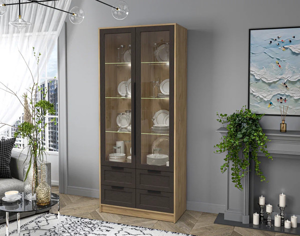 Шкаф с витриной Интерлиния Концепт Тренд КТ-ШВ2 с подсветкой