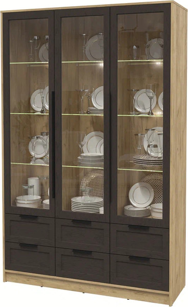 Шкаф с витриной Интерлиния Концепт Тренд КТ-ШВ3 с подсветкой