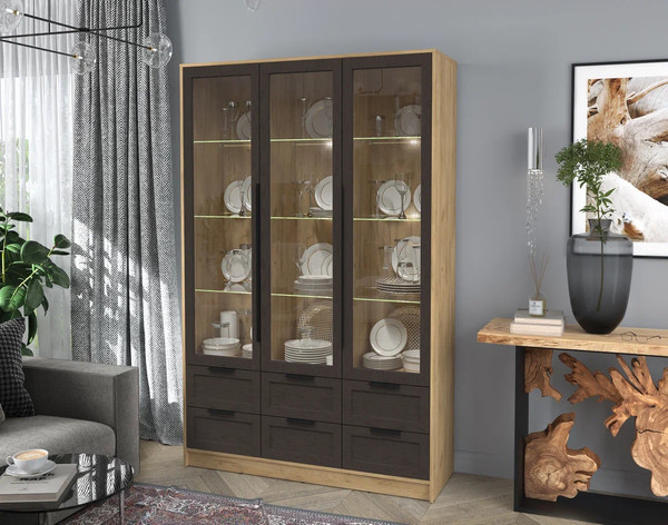 Шкаф с витриной Интерлиния Концепт Тренд КТ-ШВ3 с подсветкой