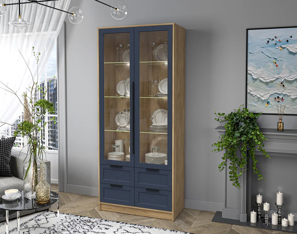 Шкаф с витриной Интерлиния Концепт Тренд КТ-ШВ2 с подсветкой