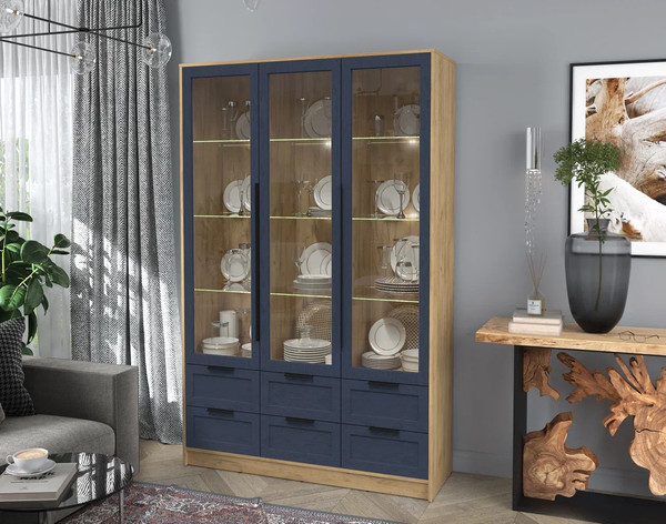 Шкаф с витриной Интерлиния Концепт Тренд КТ-ШВ3 с подсветкой