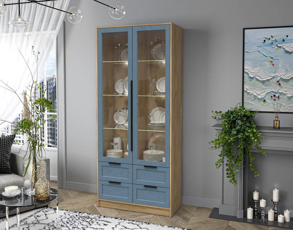 Шкаф с витриной Интерлиния Концепт Тренд КТ-ШВ2 с подсветкой