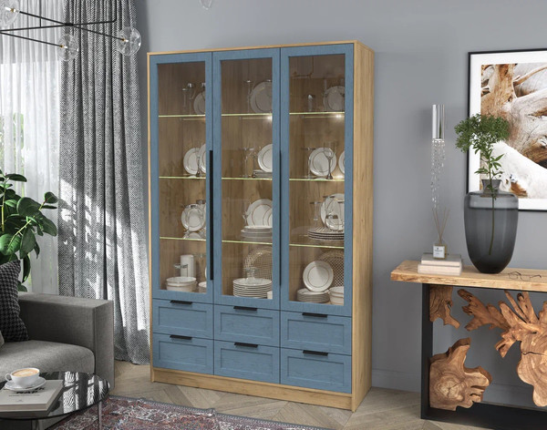 Шкаф с витриной Интерлиния Концепт Тренд КТ-ШВ3 с подсветкой