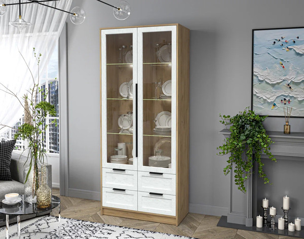 Шкаф с витриной Интерлиния Концепт Тренд КТ-ШВ2 с подсветкой