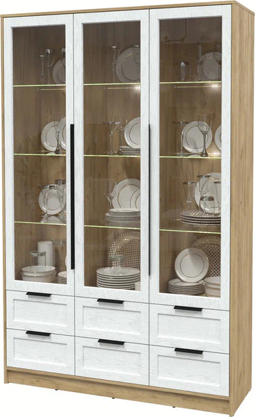 Шкаф с витриной Интерлиния Концепт Тренд КТ-ШВ3 с подсветкой