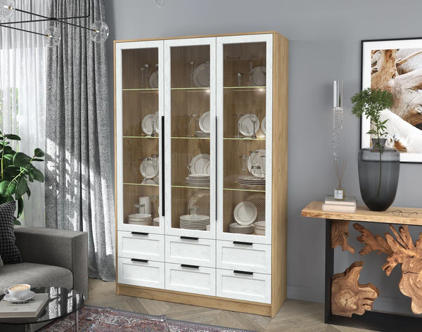 Шкаф с витриной Интерлиния Концепт Тренд КТ-ШВ3 с подсветкой