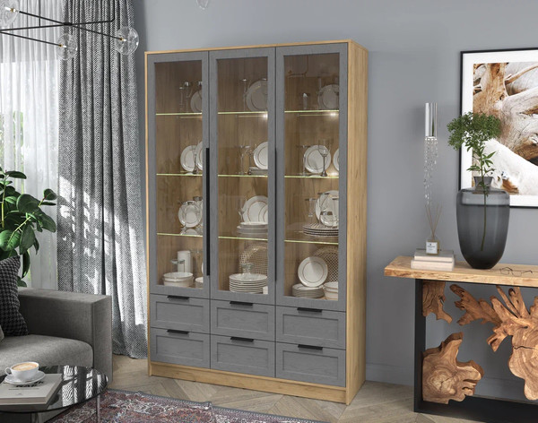 Шкаф с витриной Интерлиния Концепт Тренд КТ-ШВ3 с подсветкой