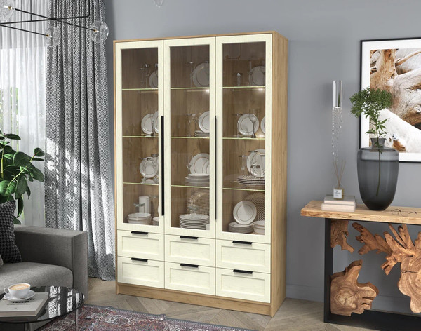 Шкаф с витриной Интерлиния Концепт Тренд КТ-ШВ3 с подсветкой