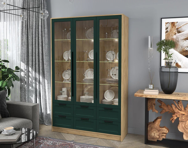 Шкаф с витриной Интерлиния Концепт Тренд КТ-ШВ3 с подсветкой