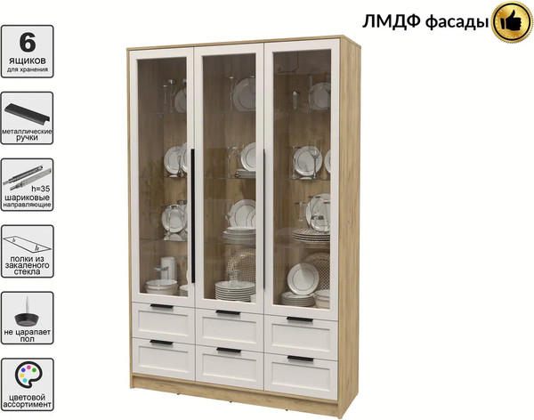 Шкаф с витриной Интерлиния Концепт Тренд КТ-ШВ3