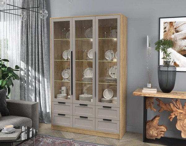 Шкаф с витриной Интерлиния Концепт Тренд КТ-ШВ3 с подсветкой