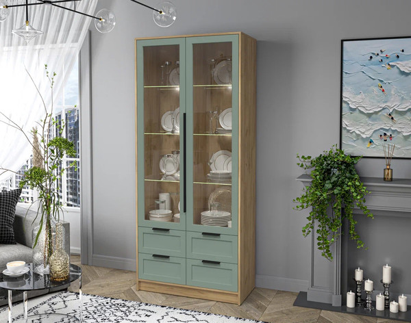 Шкаф с витриной Интерлиния Концепт Тренд КТ-ШВ2 с подсветкой