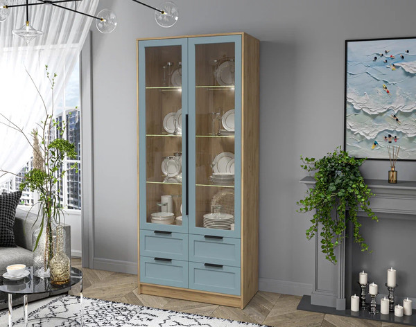 Шкаф с витриной Интерлиния Концепт Тренд КТ-ШВ2 с подсветкой