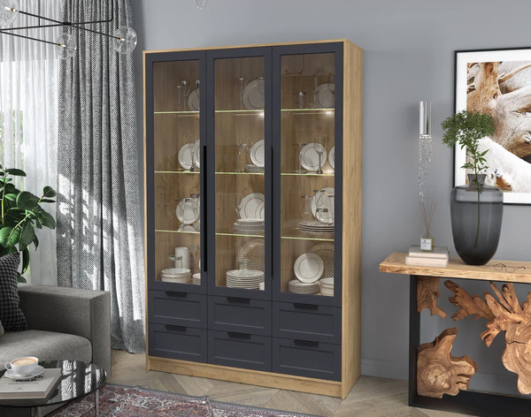 Шкаф с витриной Интерлиния Концепт Тренд КТ-ШВ3 с подсветкой