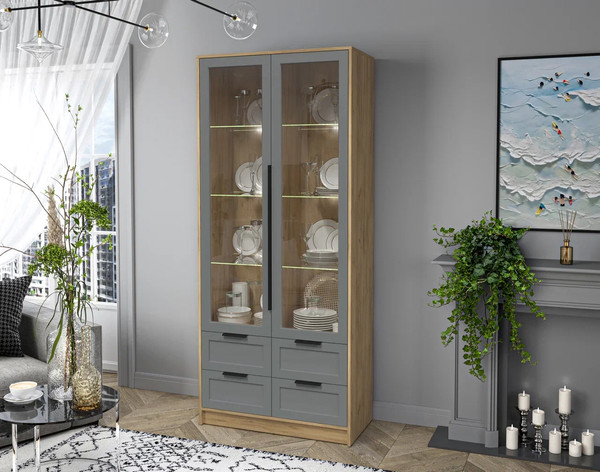 Шкаф с витриной Интерлиния Концепт Тренд КТ-ШВ2 с подсветкой