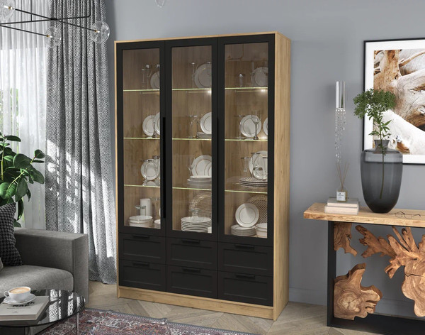 Шкаф с витриной Интерлиния Концепт Тренд КТ-ШВ3 с подсветкой