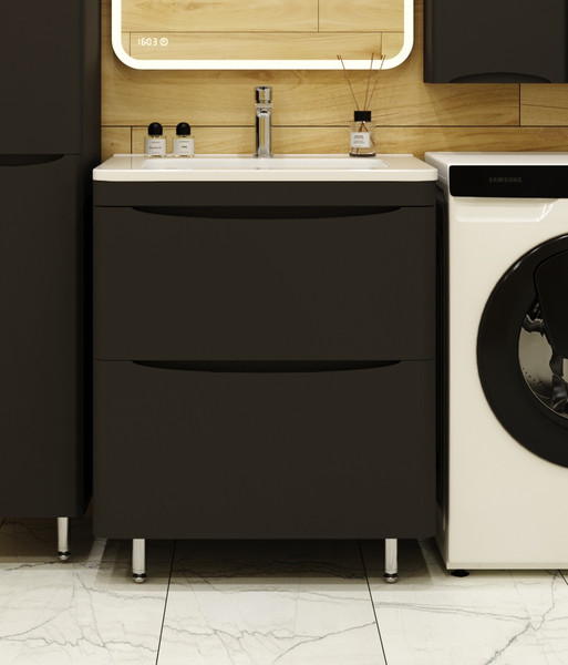 Тумба с умывальником Symbolite Бергамо мини 70 Люкс Plus 2 ящика + Каре Люкс Мини 70х35 - фото