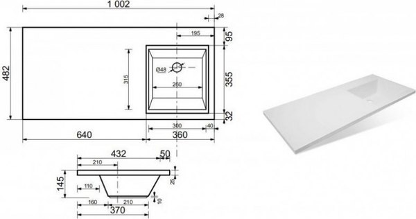 Тумба с умывальником Symbolite Даллас 100 Люкс Plus + Estetus Даллас 100x48