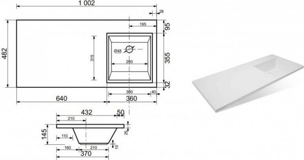 Тумба с умывальником Symbolite Даллас 100 Люкс Plus + Estetus Даллас 100x48