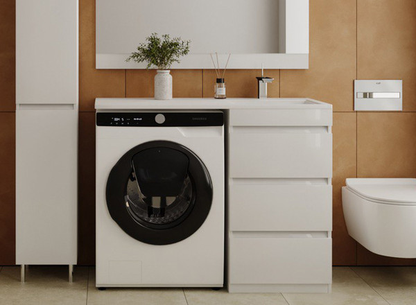 Тумба с умывальником Symbolite Даллас 110 Люкс Plus 3 ящика + Estetus Даллас 110x48 - фото