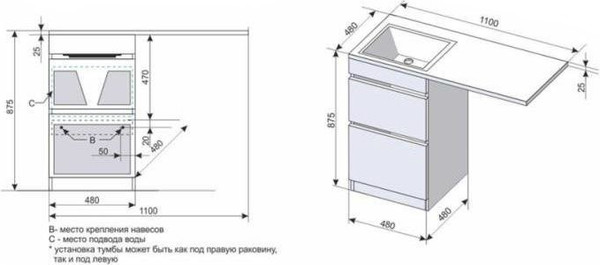Тумба с умывальником Symbolite Даллас 110 Люкс Plus + Даллас 110x48